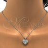 Juego de Arete y Dije de Adulto 10.175.0043 Plata Rodinada, Diseño de Corazón, con Zirconia Cubica Blanca, Pulido, Rodinado