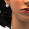 Juego de Arete y Dije de Adulto 10.175.0043 Plata Rodinada, Diseño de Corazón, con Zirconia Cubica Blanca, Pulido, Rodinado