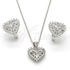 Juego de Arete y Dije de Adulto 10.175.0043 Plata Rodinada, Diseño de Corazón, con Zirconia Cubica Blanca, Pulido, Rodinado