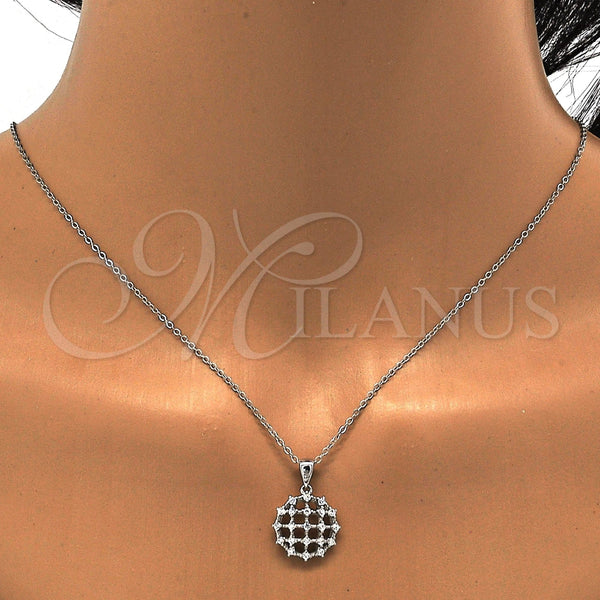 Juego de Arete y Dije de Adulto 10.175.0044 Plata Rodinada, con Zirconia Cubica Blanca, Pulido, Rodinado