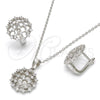 Juego de Arete y Dije de Adulto 10.175.0044 Plata Rodinada, con Zirconia Cubica Blanca, Pulido, Rodinado