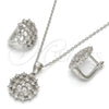Juego de Arete y Dije de Adulto 10.175.0044 Plata Rodinada, con Zirconia Cubica Blanca, Pulido, Rodinado