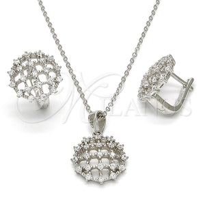 Juego de Arete y Dije de Adulto 10.175.0044 Plata Rodinada, con Zirconia Cubica Blanca, Pulido, Rodinado