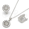 Juego de Arete y Dije de Adulto 10.175.0045 Plata Rodinada, con Zirconia Cubica Blanca y Micro Pave Blanca, Pulido, Rodinado