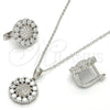 Juego de Arete y Dije de Adulto 10.175.0045 Plata Rodinada, con Zirconia Cubica Blanca y Micro Pave Blanca, Pulido, Rodinado