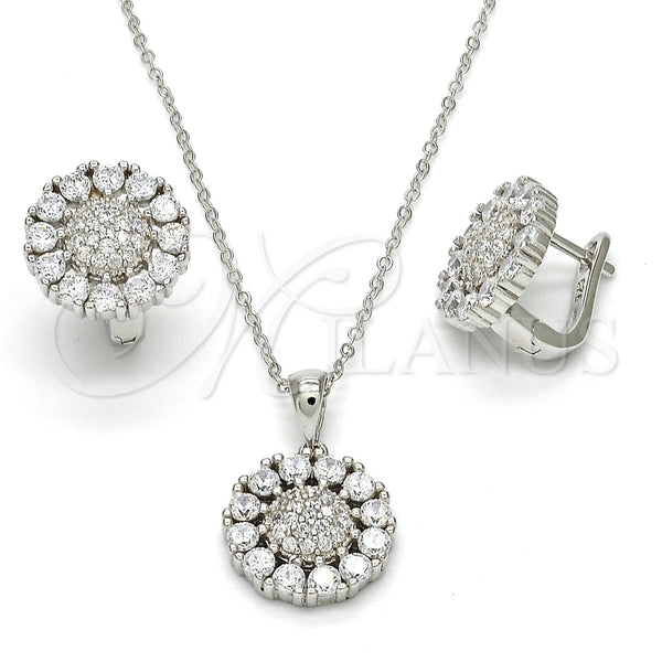 Juego de Arete y Dije de Adulto 10.175.0045 Plata Rodinada, con Zirconia Cubica Blanca y Micro Pave Blanca, Pulido, Rodinado