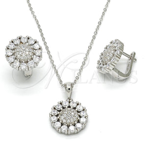 Juego de Arete y Dije de Adulto 10.175.0045 Plata Rodinada, con Zirconia Cubica Blanca y Micro Pave Blanca, Pulido, Rodinado