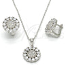 Juego de Arete y Dije de Adulto 10.175.0045 Plata Rodinada, con Zirconia Cubica Blanca y Micro Pave Blanca, Pulido, Rodinado