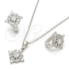 Juego de Arete y Dije de Adulto 10.175.0047 Plata Rodinada, con Zirconia Cubica Blanca, Pulido, Rodinado