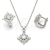 Juego de Arete y Dije de Adulto 10.175.0047 Plata Rodinada, con Zirconia Cubica Blanca, Pulido, Rodinado