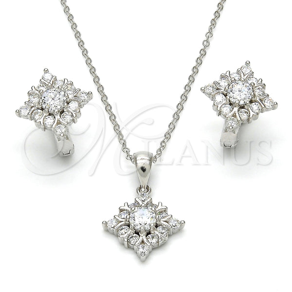 Juego de Arete y Dije de Adulto 10.175.0047 Plata Rodinada, con Zirconia Cubica Blanca, Pulido, Rodinado