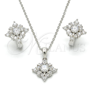 Juego de Arete y Dije de Adulto 10.175.0047 Plata Rodinada, con Zirconia Cubica Blanca, Pulido, Rodinado