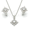 Juego de Arete y Dije de Adulto 10.175.0047 Plata Rodinada, con Zirconia Cubica Blanca, Pulido, Rodinado