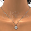 Juego de Arete y Dije de Adulto 10.175.0048 Plata Rodinada, Diseño de Flor, con Zirconia Cubica Blanca, Pulido, Rodinado