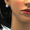 Juego de Arete y Dije de Adulto 10.175.0048 Plata Rodinada, Diseño de Flor, con Zirconia Cubica Blanca, Pulido, Rodinado