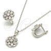 Juego de Arete y Dije de Adulto 10.175.0048 Plata Rodinada, Diseño de Flor, con Zirconia Cubica Blanca, Pulido, Rodinado