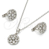 Juego de Arete y Dije de Adulto 10.175.0048 Plata Rodinada, Diseño de Flor, con Zirconia Cubica Blanca, Pulido, Rodinado