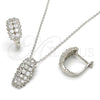 Juego de Arete y Dije de Adulto 10.175.0049 Plata Rodinada, con Zirconia Cubica Blanca y Micro Pave Blanca, Pulido, Rodinado