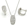 Juego de Arete y Dije de Adulto 10.175.0049 Plata Rodinada, con Zirconia Cubica Blanca y Micro Pave Blanca, Pulido, Rodinado