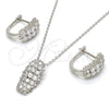 Juego de Arete y Dije de Adulto 10.175.0049 Plata Rodinada, con Zirconia Cubica Blanca y Micro Pave Blanca, Pulido, Rodinado