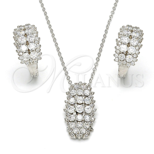 Juego de Arete y Dije de Adulto 10.175.0049 Plata Rodinada, con Zirconia Cubica Blanca y Micro Pave Blanca, Pulido, Rodinado