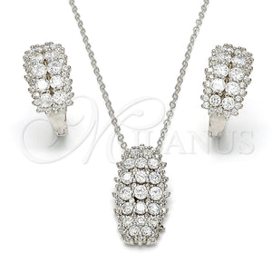 Juego de Arete y Dije de Adulto 10.175.0049 Plata Rodinada, con Zirconia Cubica Blanca y Micro Pave Blanca, Pulido, Rodinado