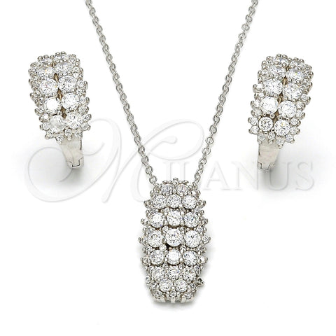 Juego de Arete y Dije de Adulto 10.175.0049 Plata Rodinada, con Zirconia Cubica Blanca y Micro Pave Blanca, Pulido, Rodinado