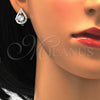 Juego de Arete y Dije de Adulto 10.175.0051 Plata Rodinada, Diseño de Gota, con Zirconia Cubica Blanca, Pulido, Rodinado