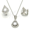 Juego de Arete y Dije de Adulto 10.175.0051 Plata Rodinada, Diseño de Gota, con Zirconia Cubica Blanca, Pulido, Rodinado