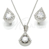 Juego de Arete y Dije de Adulto 10.175.0051 Plata Rodinada, Diseño de Gota, con Zirconia Cubica Blanca, Pulido, Rodinado