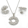 Juego de Arete y Dije de Adulto 10.286.0013 Plata Rodinada, con Zirconia Cubica Blanca, Pulido, Rodinado