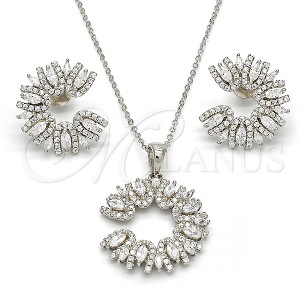 Juego de Arete y Dije de Adulto 10.286.0013 Plata Rodinada, con Zirconia Cubica Blanca, Pulido, Rodinado