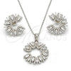 Juego de Arete y Dije de Adulto 10.286.0013 Plata Rodinada, con Zirconia Cubica Blanca, Pulido, Rodinado