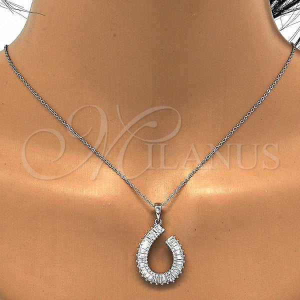Juego de Arete y Dije de Adulto 10.286.0014 Plata Rodinada, Diseño de Gota, con Zirconia Cubica Blanca y Micro Pave Blanca, Pulido, Rodinado