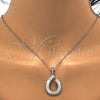 Juego de Arete y Dije de Adulto 10.286.0014 Plata Rodinada, Diseño de Gota, con Zirconia Cubica Blanca y Micro Pave Blanca, Pulido, Rodinado