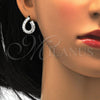 Juego de Arete y Dije de Adulto 10.286.0014 Plata Rodinada, Diseño de Gota, con Zirconia Cubica Blanca y Micro Pave Blanca, Pulido, Rodinado