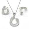 Juego de Arete y Dije de Adulto 10.286.0014 Plata Rodinada, Diseño de Gota, con Zirconia Cubica Blanca y Micro Pave Blanca, Pulido, Rodinado