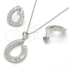 Juego de Arete y Dije de Adulto 10.286.0014 Plata Rodinada, Diseño de Gota, con Zirconia Cubica Blanca y Micro Pave Blanca, Pulido, Rodinado