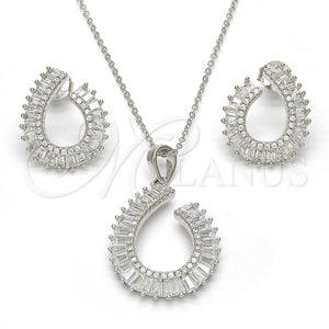Juego de Arete y Dije de Adulto 10.286.0014 Plata Rodinada, Diseño de Gota, con Zirconia Cubica Blanca y Micro Pave Blanca, Pulido, Rodinado