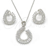 Juego de Arete y Dije de Adulto 10.286.0014 Plata Rodinada, Diseño de Gota, con Zirconia Cubica Blanca y Micro Pave Blanca, Pulido, Rodinado