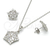 Juego de Arete y Dije de Adulto 10.286.0016 Plata Rodinada, Diseño de Estrella y Flor, con Zirconia Cubica Blanca, Pulido, Rodinado
