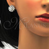 Juego de Arete y Dije de Adulto 10.286.0019 Plata Rodinada, Diseño de Flor, con Zirconia Cubica Blanca y Micro Pave Blanca, Pulido, Rodinado