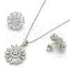 Juego de Arete y Dije de Adulto 10.286.0019 Plata Rodinada, Diseño de Flor, con Zirconia Cubica Blanca y Micro Pave Blanca, Pulido, Rodinado
