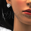 Juego de Arete y Dije de Adulto 10.286.0020 Plata Rodinada, Diseño de Corazón, con Zirconia Cubica Blanca y Micro Pave Blanca, Pulido, Rodinado