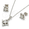 Juego de Arete y Dije de Adulto 10.286.0022 Plata Rodinada, con Zirconia Cubica Blanca, Pulido, Rodinado