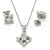 Juego de Arete y Dije de Adulto 10.286.0022 Plata Rodinada, con Zirconia Cubica Blanca, Pulido, Rodinado