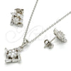 Juego de Arete y Dije de Adulto 10.286.0022 Plata Rodinada, con Zirconia Cubica Blanca, Pulido, Rodinado