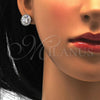 Juego de Arete y Dije de Adulto 10.286.0024 Plata Rodinada, con Zirconia Cubica Blanca y Micro Pave Blanca, Pulido, Rodinado