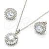 Juego de Arete y Dije de Adulto 10.286.0024 Plata Rodinada, con Zirconia Cubica Blanca y Micro Pave Blanca, Pulido, Rodinado