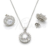 Juego de Arete y Dije de Adulto 10.286.0024 Plata Rodinada, con Zirconia Cubica Blanca y Micro Pave Blanca, Pulido, Rodinado